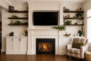 Wall Unit Fireplace with Shelves
